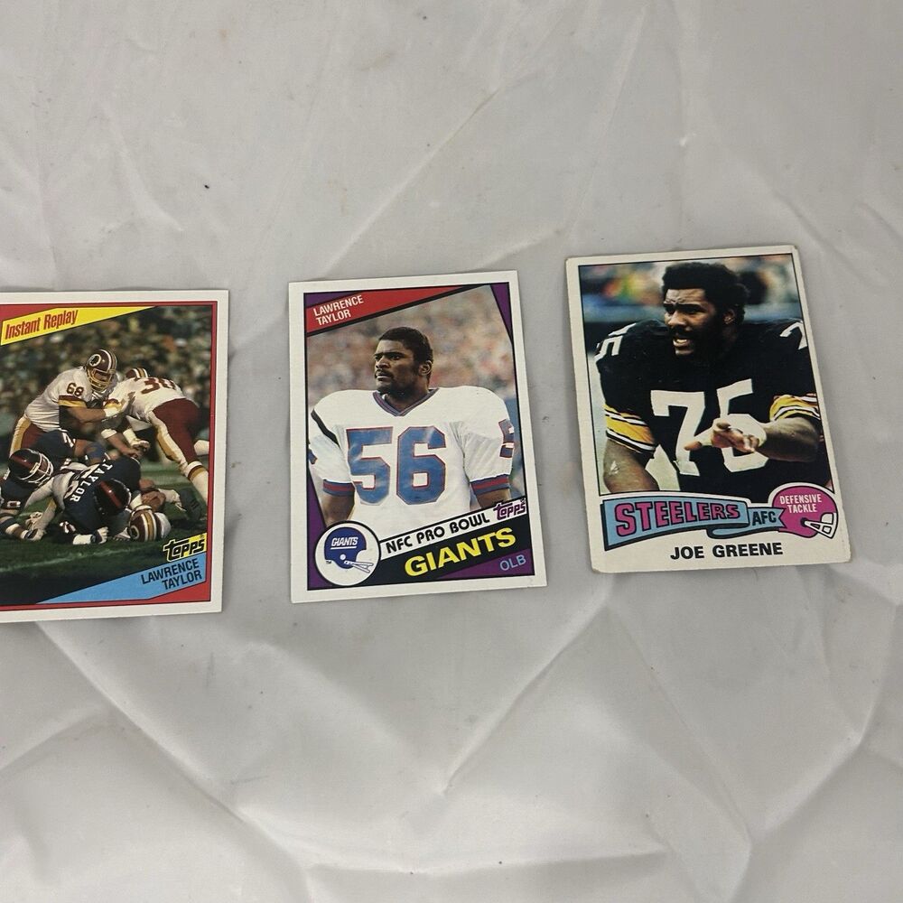 NFL Football Cards Pittsburgh Steelers Joe Greene & Giants Lawrence Taylor HOF